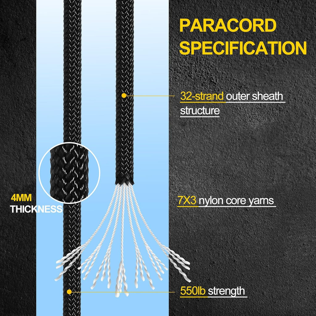 Satinior Paracord Rope 1250ft - 7 Strand Core Tactical Parachute Cord for Survival & Camping Gear - 4mm Nylon String