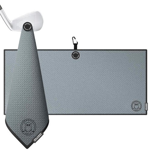 Ghost Golf Magnetic Towel (Caddie) - Premium Ultra-Absorbent Microfiber Golf Towel with Magnet for Golf Carts or Clubs - 18" x 40" Golfing Gear - Waffle Weave Pattern (Dark Grey)