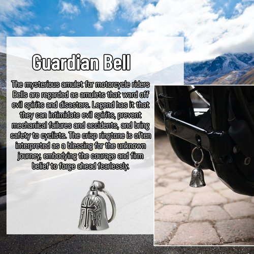 Motorcycle Bell, Keychain Accessories Biker Gifts Black Motorcycle Set Symbolic Safety Accessory for Riders Men Women Guard Riding