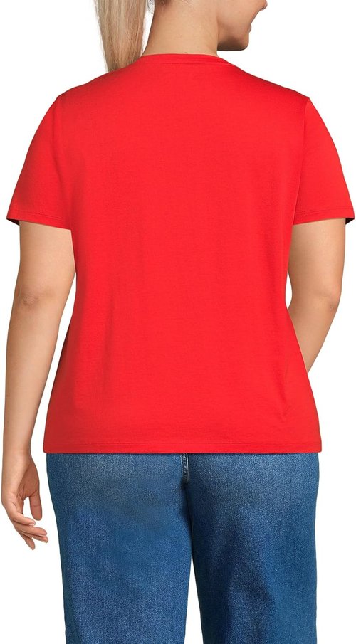 Lands' End Women's Supima Cotton V-Neck T-Shirt - Relaxed Fit, Soft & Comfortable