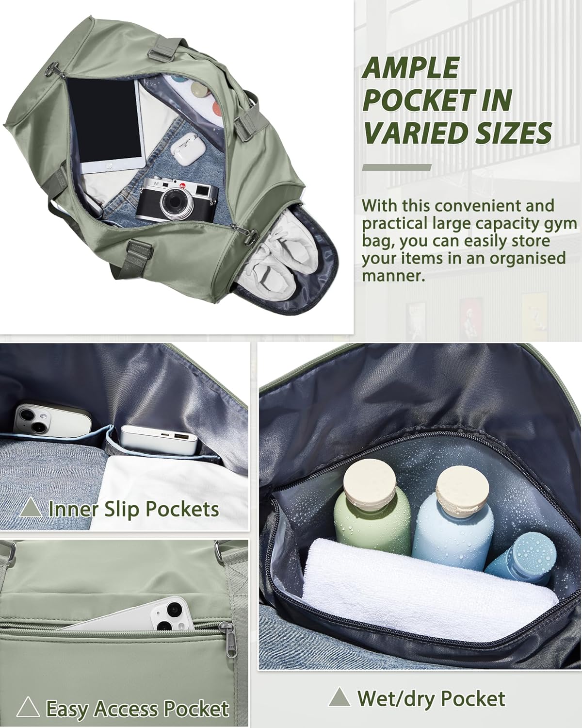 Skiennix Women's Gym Bag - Stylish Travel Duffel Tote for Weekend Getaways | Versatile & Spacious