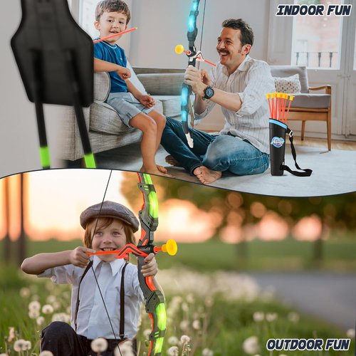 Handwell Bow and Arrow Set - LED Light-Up Archery Toy for Kids with Suction Cup Arrows