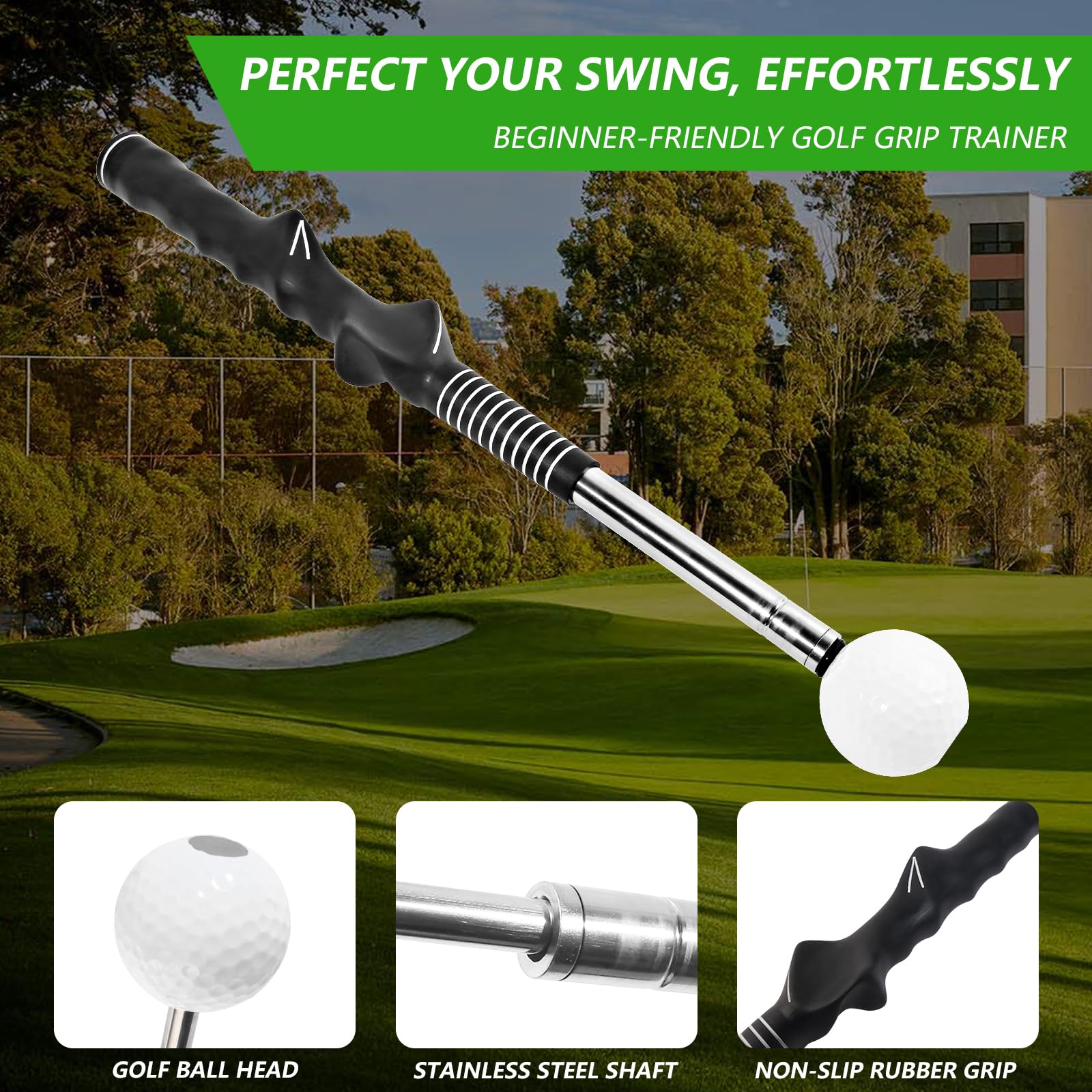 Retractable Golf Swing Training Aid, Golf Grip Trainer & Golf Swing Trainer for Warm-up, Right-Handed Golf Club for Indoor Practice, Golf Accessories - Strength & Tempo Training for Chipping Hitting