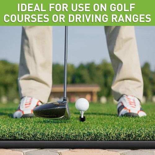 FINGER TEN Golf Rubber Tees Driving Range 3 Inch 1.5'' 2.25'' 2.75'' 3.13'' Tee Holder for Mat 1.5'' 2'' with Plastic Tees Indoor Outdoor Use (Black-25 Pcs)