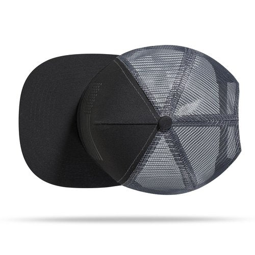 UALON Baseball Cap, Snapback Trucker Hat for Men & Women with American Flag and Adjustable, Breathable Mesh, Flat Bill Hats Black/Dark Gray