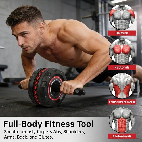 Ab Roller Wheel - Core Strength Training Equipment with Knee Pad for Home Gym | Abdominal Exercise for Men & Women