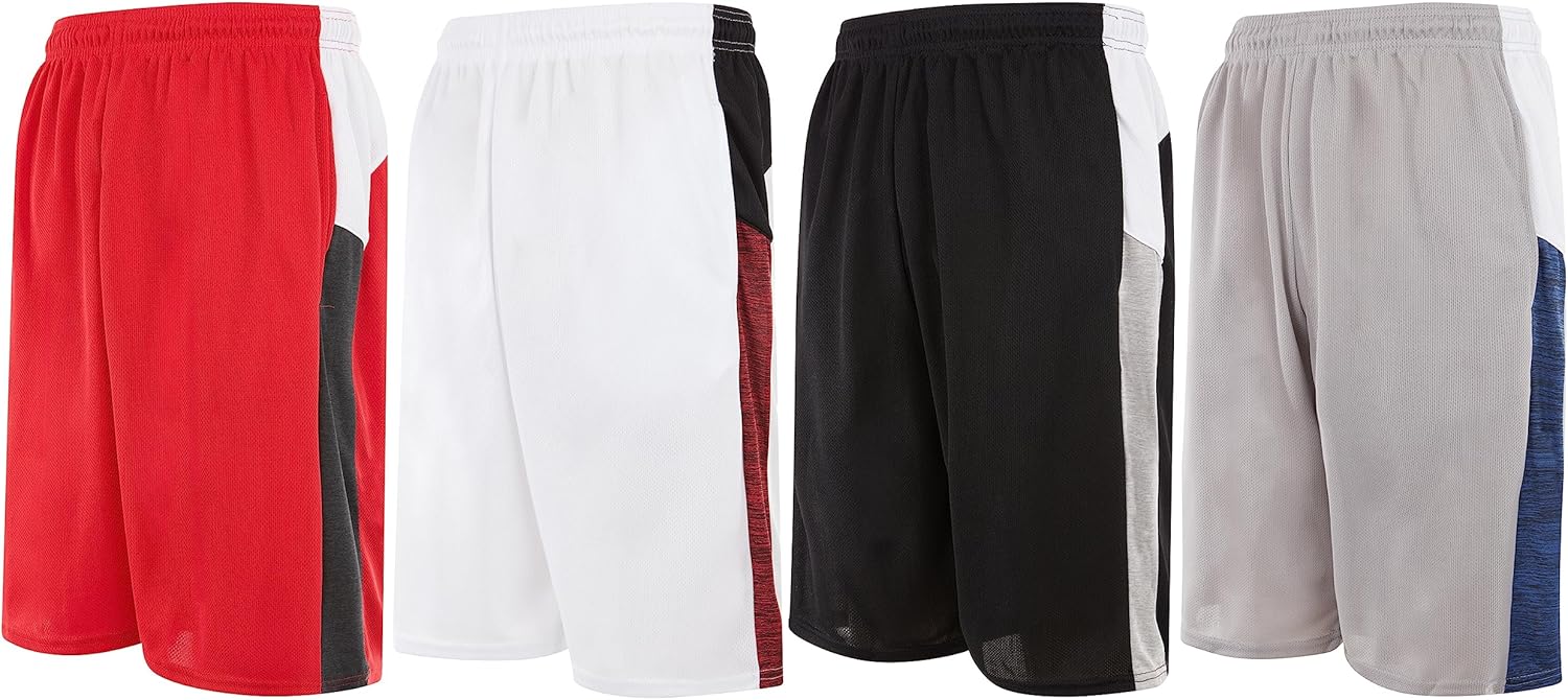 Skiennix Men's Basketball Shorts - Active Athletic Performance Gym Shorts with Pockets | 4 Pack