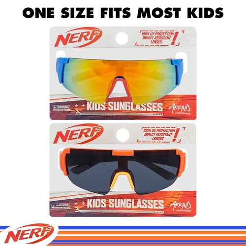 NERF Wrap Sunglasses for Kids 2 Pack | UV 400 | Baseball, Beach or Ski Sun Protection | One Size Fits Most Kids