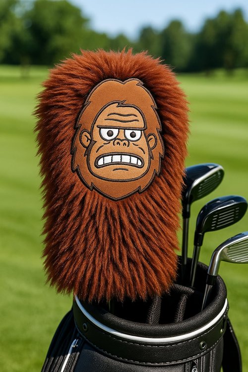 Bigfoot Golf Driver Headcover – Fluffy Brown Sasquatch Club Cover – Fits 460cc Drivers – Funny & Unique Golf Gift for Men – Animal Headcover – Premium Plush Head Cover for Golf Bag Protection