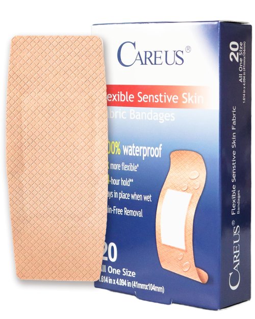 CareUs Pro Elastic & Waterproof Bandages,Latex Free - 20 Count, 1.6 x 4 Inch, Skin-Friendly, 8X Flexibility, Ideal for Sensitive Skin, Gifts for Mom