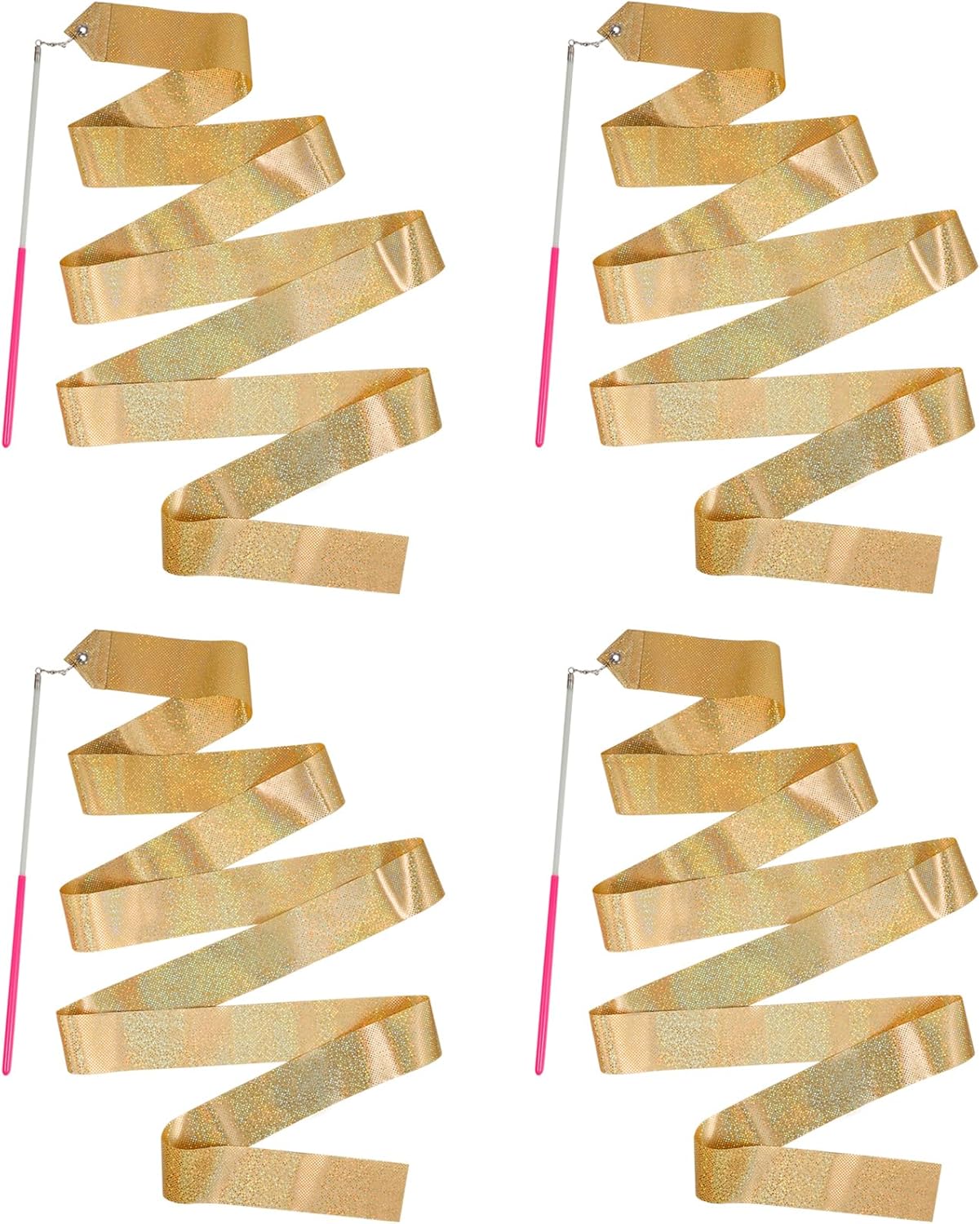 Skiennix Sparkly Dance Ribbons - 4PCS Twirl Streamer Wands for Kids' Ballet & Gymnastics Parties