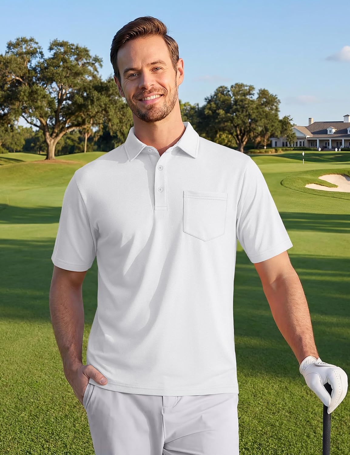 TACVASEN Men's Polo Shirt - Performance Dry Fit Golf Shirt with Pocket | Casual Short Sleeve