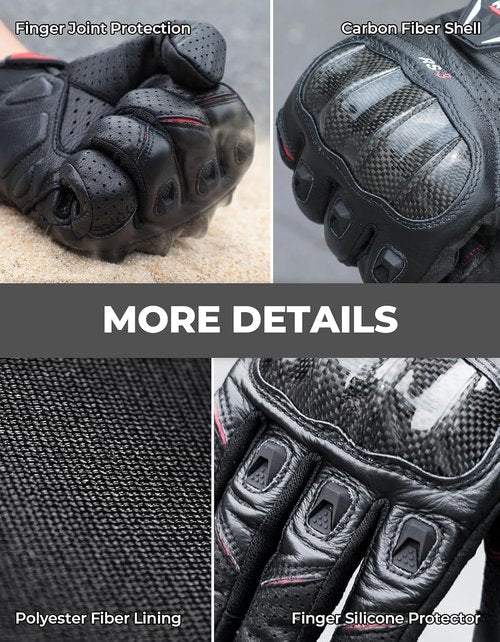 KEMIMOTO Motorcycle Gloves - Sheepskin Leather Protection for Men | Ideal for Motocross & ATV Riding