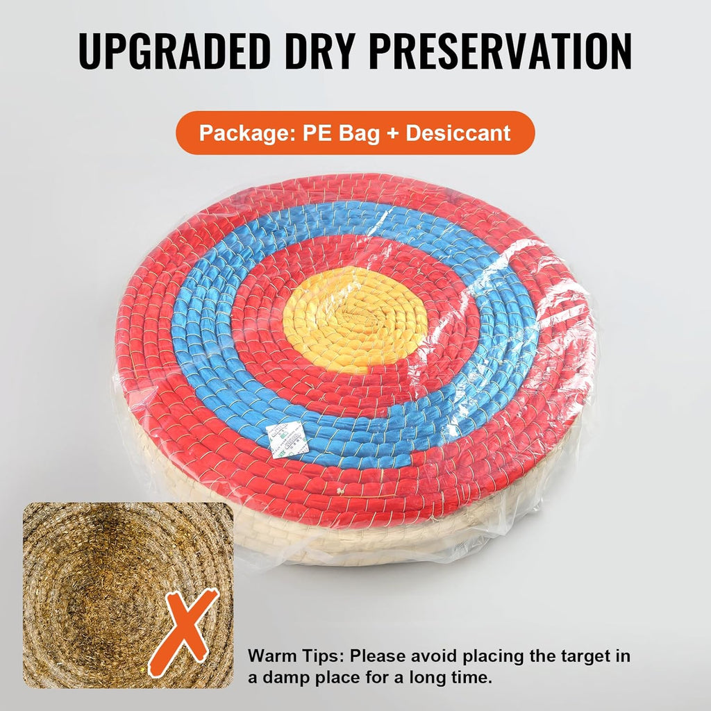 VEVOR 20" Round Straw Archery Target - Traditional Solid Straw Design for Backyard Use