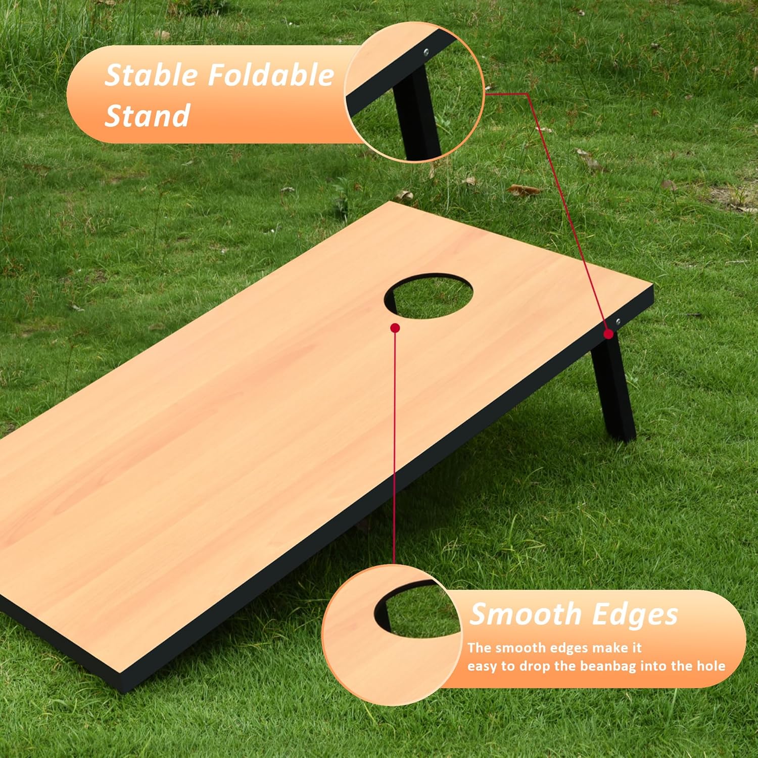 Skiennix Cornhole Set - Regulation Size Boards with 8 Bean Bags & Carrying Case | Outdoor Game for Adults