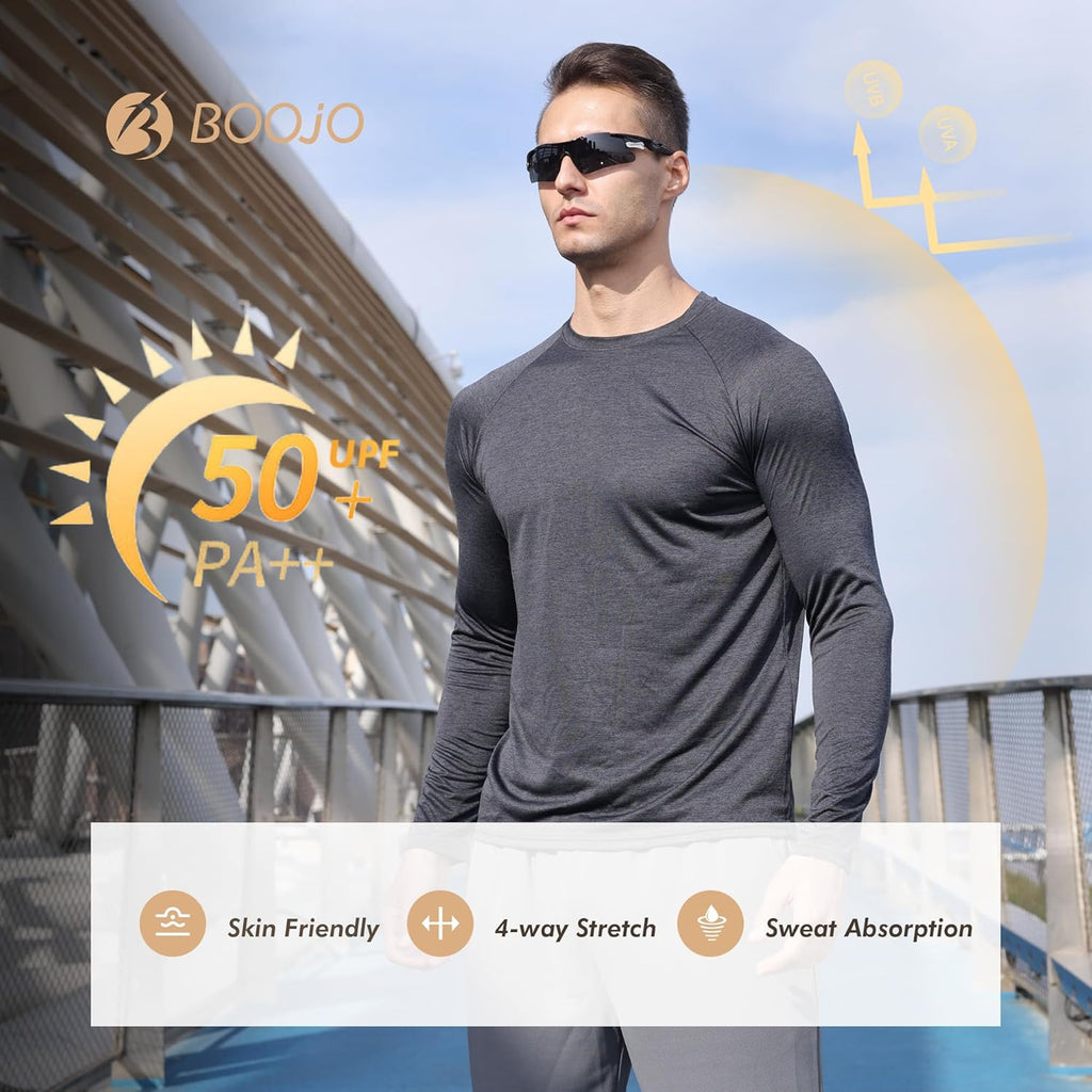 Skiennix Long Sleeve Shirts for Men - Quick Dry Moisture-Wicking Sun Protection | 4-Pack Athletic T-Shirts