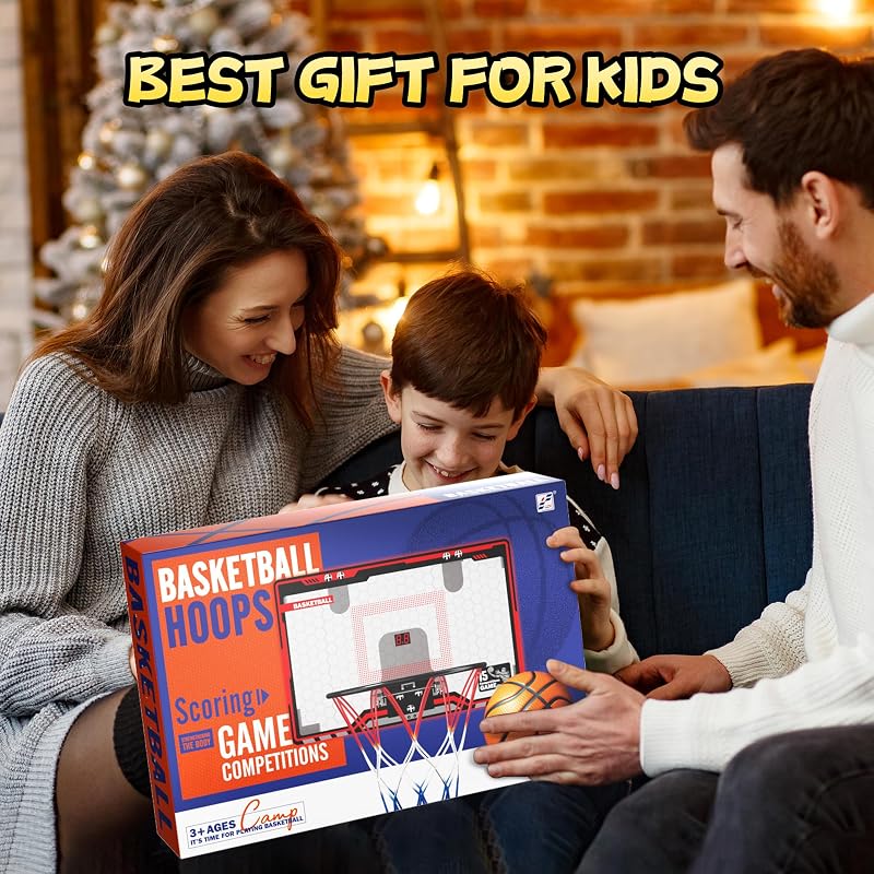 HopeRock LED Indoor Basketball Hoop - Over the Door Mini Hoop with Scoreboard (Variation: LED Lights)