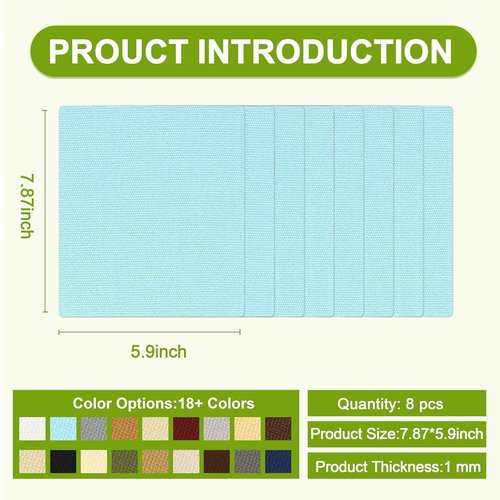 Besezx Canvas Repair Patch - Waterproof Self-Adhesive Fabric Tape | 8PCS, 7.87x5.9 Inches (Blue)