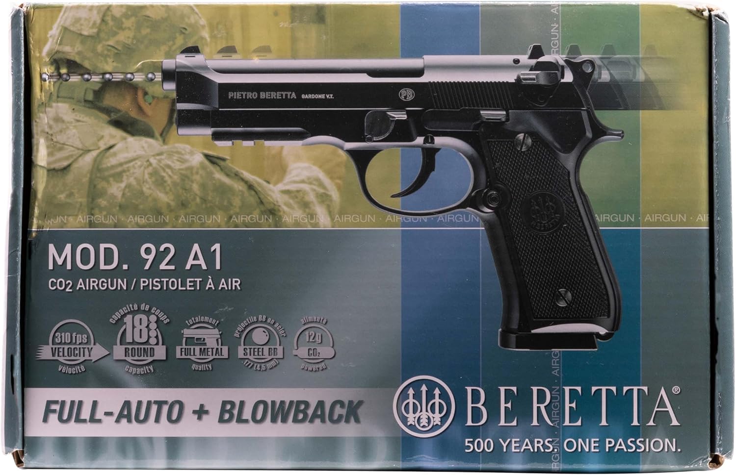 Umarex Beretta M92 A1 Blowback Air Pistol - Full-Auto .177 Caliber BB Gun for Realistic Shooting