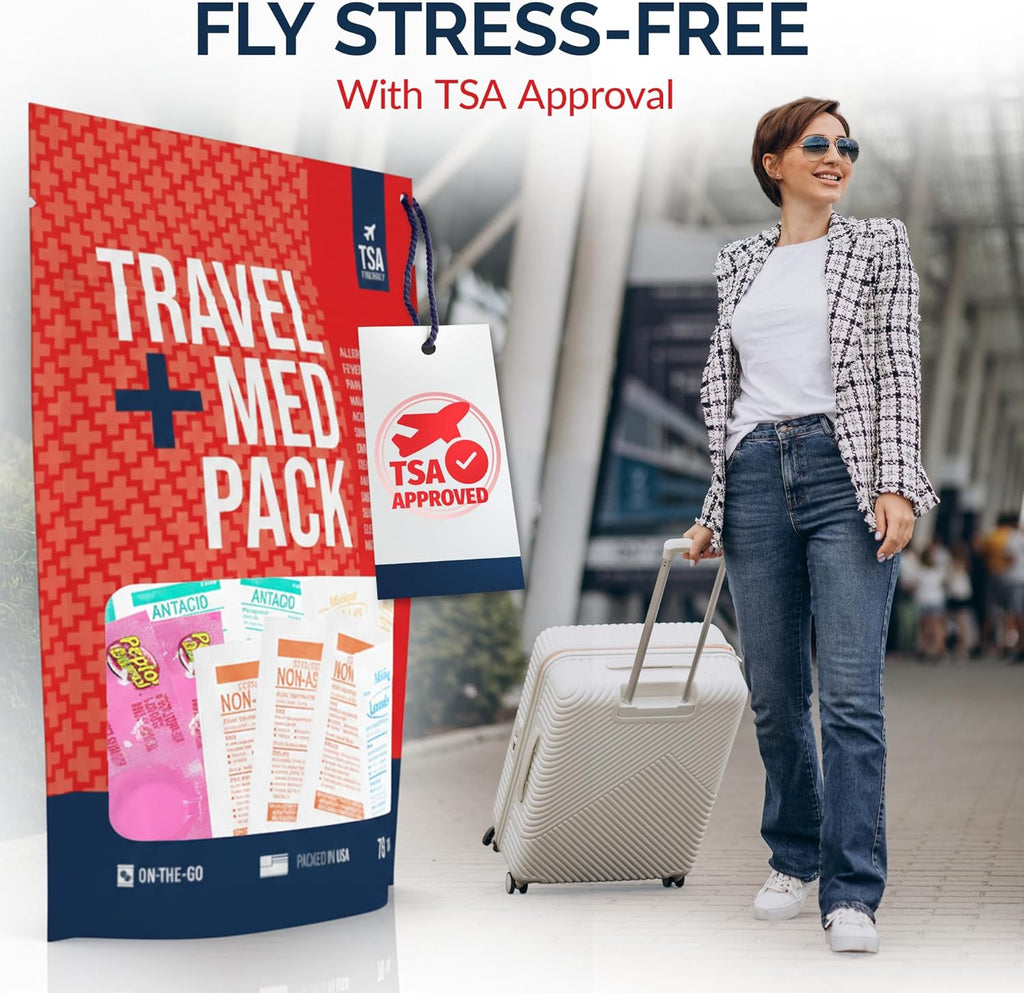 Travel Medicine Kit - 78-Piece TSA-Friendly Med Pack for Flights & Cruises | Essential Individually Wrapped Medications