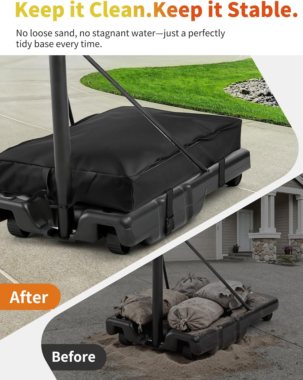 Skiennix Basketball Hoop Sandbag - Heavy Duty Weighted Base Anchor, Weather Resistant Oxford Fabric