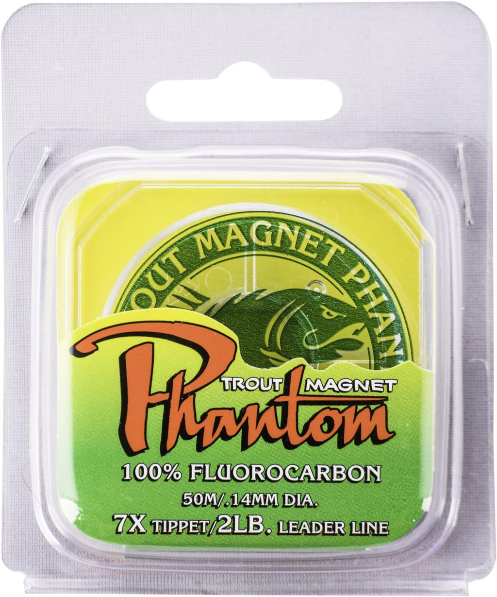 Trout Magnet Phantom Fluorocarbon Leader - Ultra-Invisible 100% Fluorocarbon Line for Clear Water Fishing | 50 Meter Spool