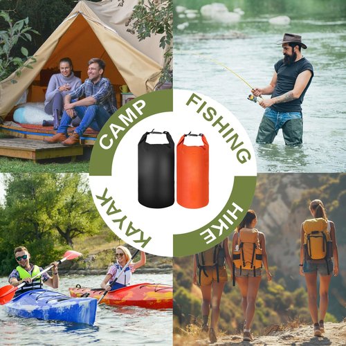 Foxtell Bear Food Bag Hanging System, 2 Sets Camping Bear Bag Kit Waterproof Bear Protection Bag with Pulley System Include 10L & 15L Waterproof Bear Proof Storage Bag, Rock Bags, Carabiners, Ropes