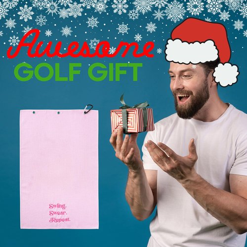 ZEETY Golf Towel for Golf Bags – 16" x 24" Embroidered Women’s Microfiber Golf Towel with Clip Holder, Unique Golf Accessories and Gifts