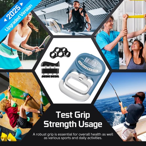 Grip Strength Tester Hand Dynamometer - Electronic Meter Digital Agarre Grip Strength Trainer 265 Lbs / 120 Kgs with Accessory for Sports Home School Gym Use