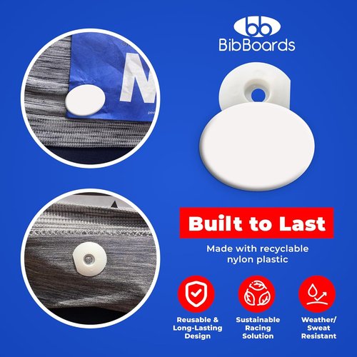 bibSNAPS Race Bib Clips - Secure Fasteners for Running & Cycling Numbers - Non-Magnetic, Soft & Reusable, White (4pcs)