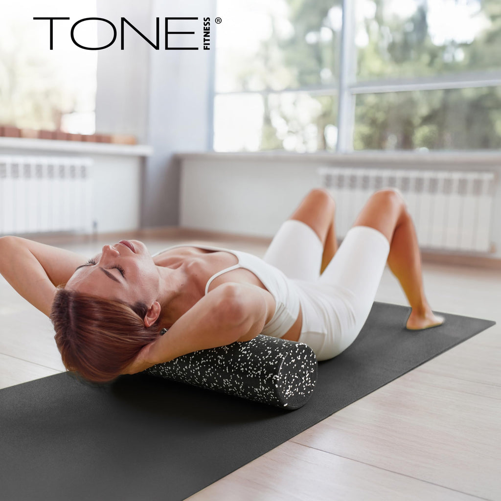 Tone Fitness High Density EPP Foam Exercise Foam Roller for Yoga, Pilates, Stretching, Massage, and Recovery 36 inch Black/White Speckled
