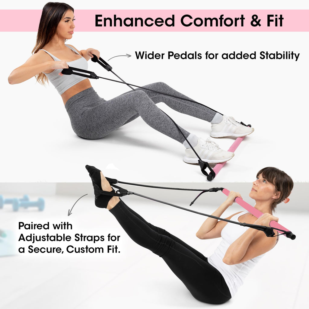 Stretched Fusion Pilates Bar Kit with Resistance Band for Home Workouts | Multifunctional Home Pilates Kit Set for Women & Men | Workout Bar for Legs, Hip, Waist and Arm, Includes 3 Bonuses