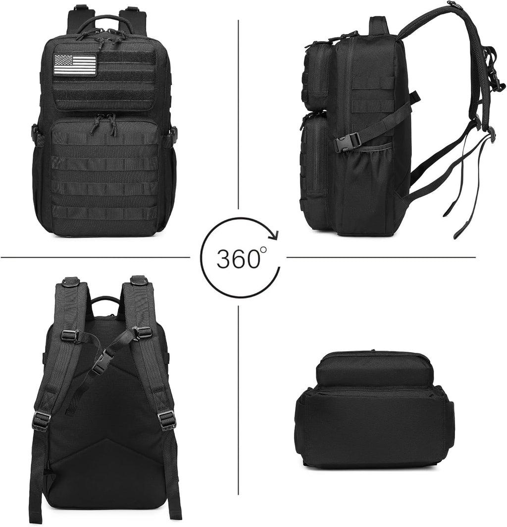 Wotony Military Tactical Backpack - Waterproof 3-Day Assault Pack with Molle System & Water Bottle Holder