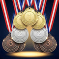 Gold Silver Bronze Award Medals by [Brand Name] - Olympic Style Neck Ribbons for Sports & Competitions | 2 Inch Winner Medals