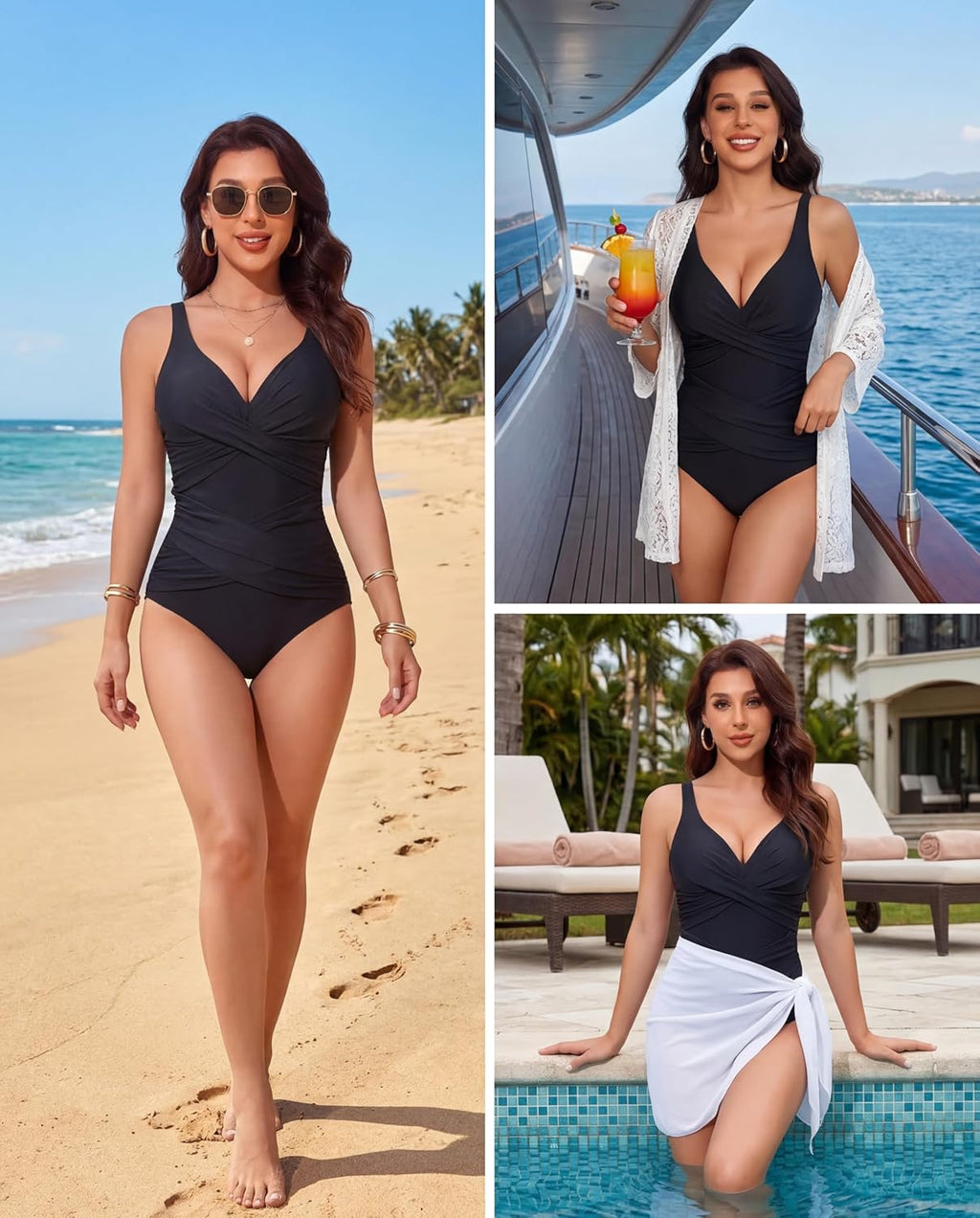 Smismivo Tummy Control One Piece Swimsuit - Slimming Retro Ruched Design | Vintage Padded Bathing Suit