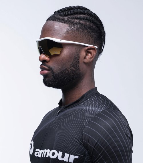 720armour Rider Sports Sunglasses, UV400 Protection, Unisex, for Cycling and Outdoor Activities (Matte White Frame With Gold Lens)