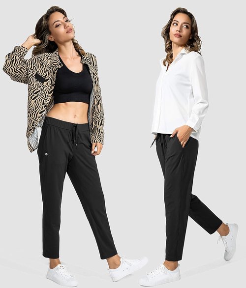 G Gradual Women's 7/8 Stretch Ankle Pants - Deep Pockets for Golf, Athletic, Lounge & Travel