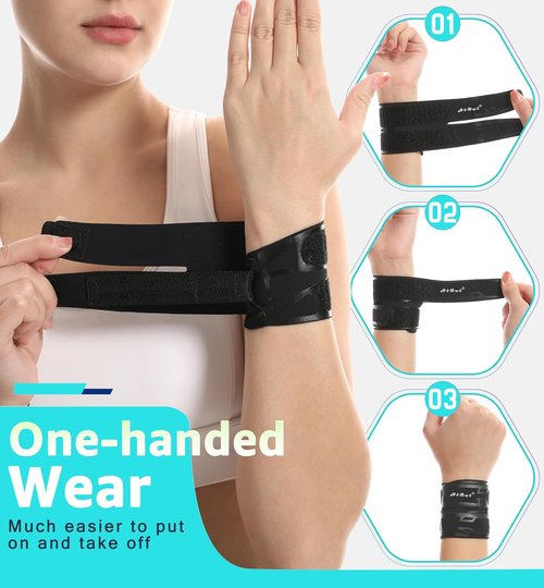 HiRui Wrist Brace - Ultra-Thin Compression Support for TFCC Tears | Adjustable Black Strap (1 Pack)