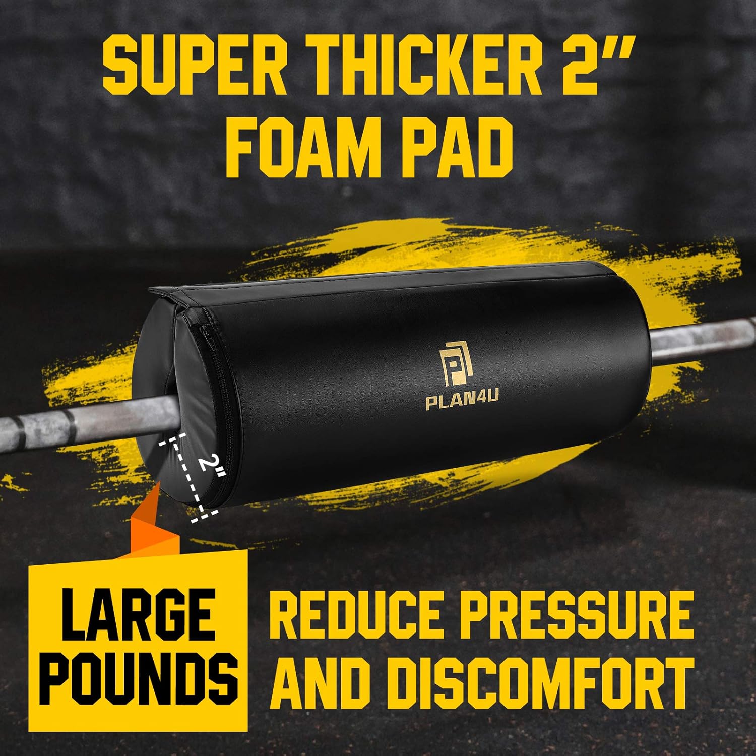 Plan4U Barbell Pad - Upgraded Non-Slip Leather Foam for Bench Press & Hip Thrust | Fits Standard Olympic Bars