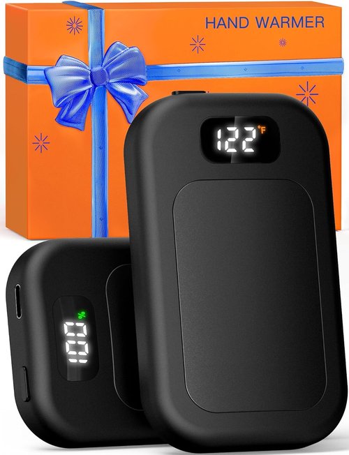 AI Hand Warmers - Rechargeable 2-Pack with 3 Heat Levels & Real-Time Temp Display | Fast Heating for Gloves & Pockets