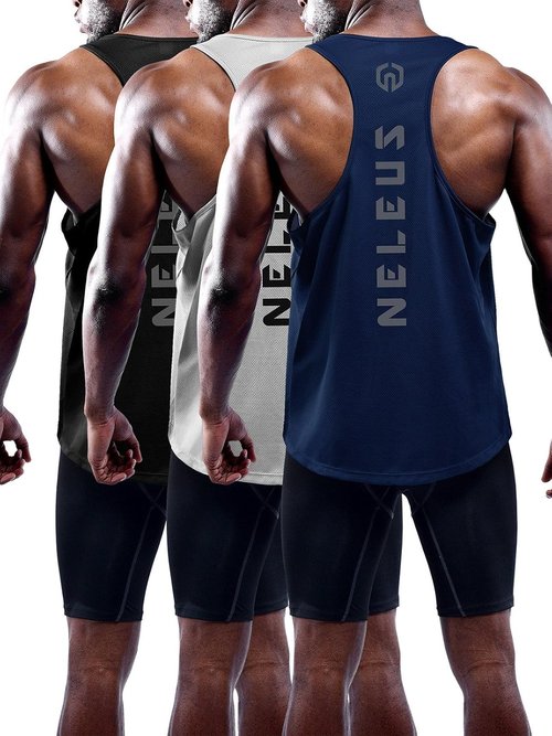 NELEUS Men's Dry Fit Y-Back Muscle Tank | 3-Pack Workout Gym Shirts for Ultimate Comfort