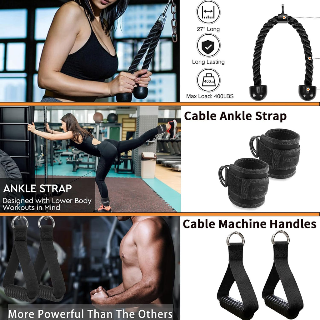 Solid Cable Machine Attachment - Versatile Gym Cable Attachments for Strength Training