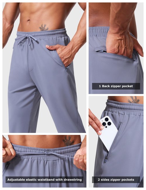 VGVB Mens 4 Pack Athletic Sweatpants Workout Running Sweatpants Gym Joggers Pants with Zipper Pockets,Large