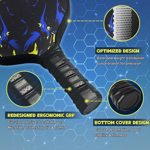 Windblazer Pickleball Paddles Set of 2, Lightweight Pickle Ball Rackets 2 Pack with 2 Balls, Carbon Fiber Pickleball Paddle for Women& Men