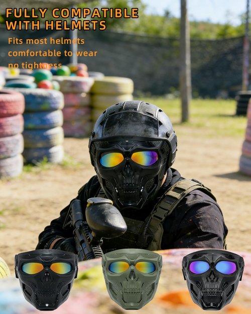 YUNGLIDE Paintball Mask Airsoft Goggles Suitable Airsoft Shooting Riding Goggles Role Playing Paintball Games Full Face Mask (Gold)