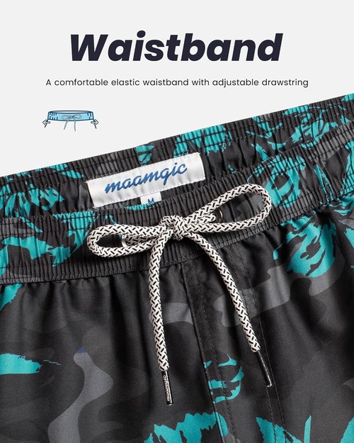 Maamgic Men's Swim Trunks - Quick Dry Swim Shorts with Mesh Lining | Funny Bathing Suits, 7-Inch Length