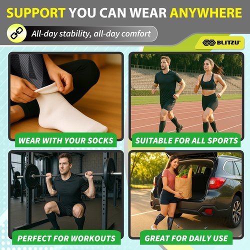 BLITZU Calf Compression Sleeve for Women and Men, Shin Splint Sleeves for Varicose Veins, Nursing, Pregnancy, Running, Footless Compression Socks Support for Calf Muscle Pain Relief Black XXL
