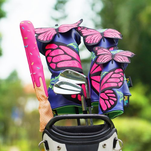 mytag Ice Cream Golf Alignment Stick Headcover Synthetic Leather Holds 2-3 Sticks, Cover for Alignment Sticks Pink