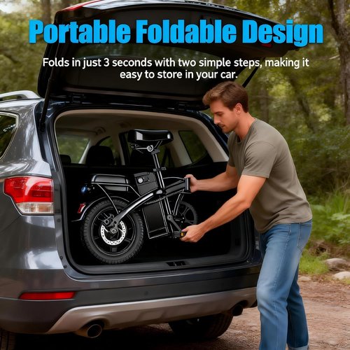 HLOIE Folding Electric Bike - 750W Motor, 23MPH Max Speed | Compact 14" Ebike with 48V12AH Battery, 35 Miles Range