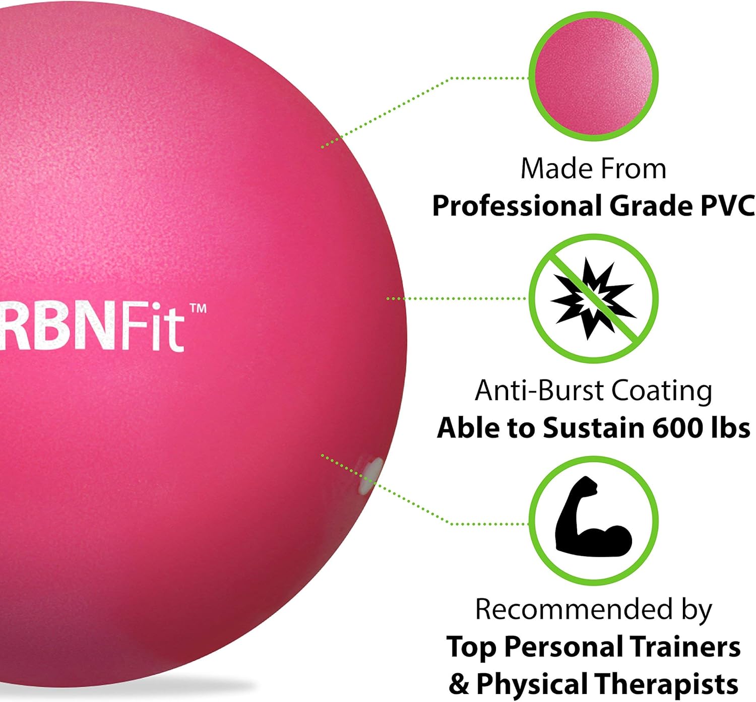 URBNFit Mini Exercise Ball 9” - Stability Ball for Core Strength & Balance | Anti-Burst Design for Home, Office & Gym